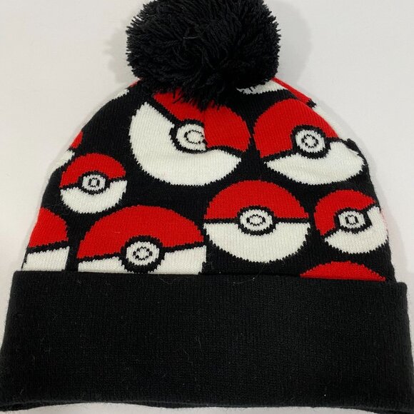 Bioworld Pokemon Pokeball Beanie Hat Cap Knit Pom Winter HTF NEW - Picture 2 of 6